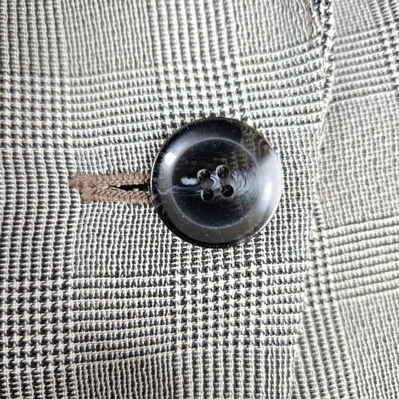 80s Vintage Gray Houndstooth Plaid Harve Benard Single Breasted Blazer Size 16 - Picture 8 of 10